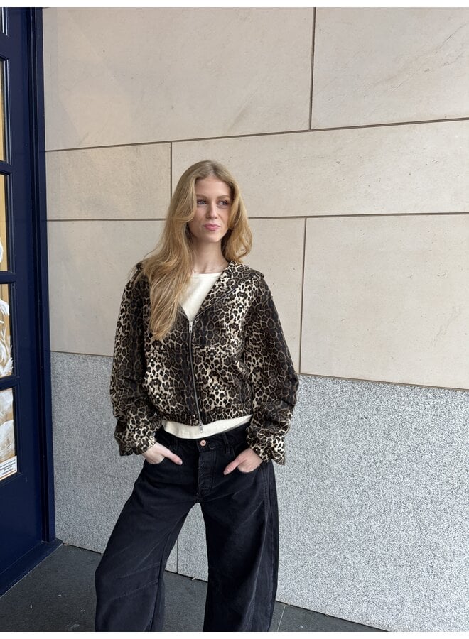 Bubble Zip Sweater Leopard