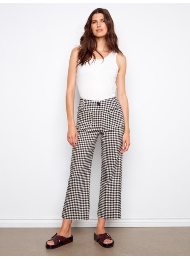 Gingham Cropped Linen Pants