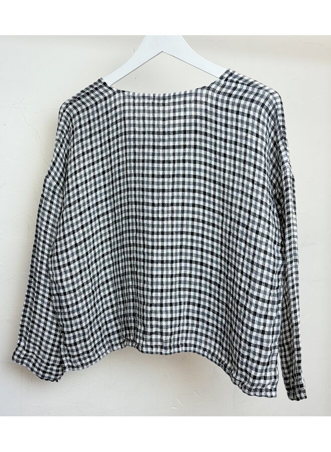 Gingham Linen Short Sleeve Top