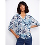 Printed Cotton Gauze Half-Button Blouse