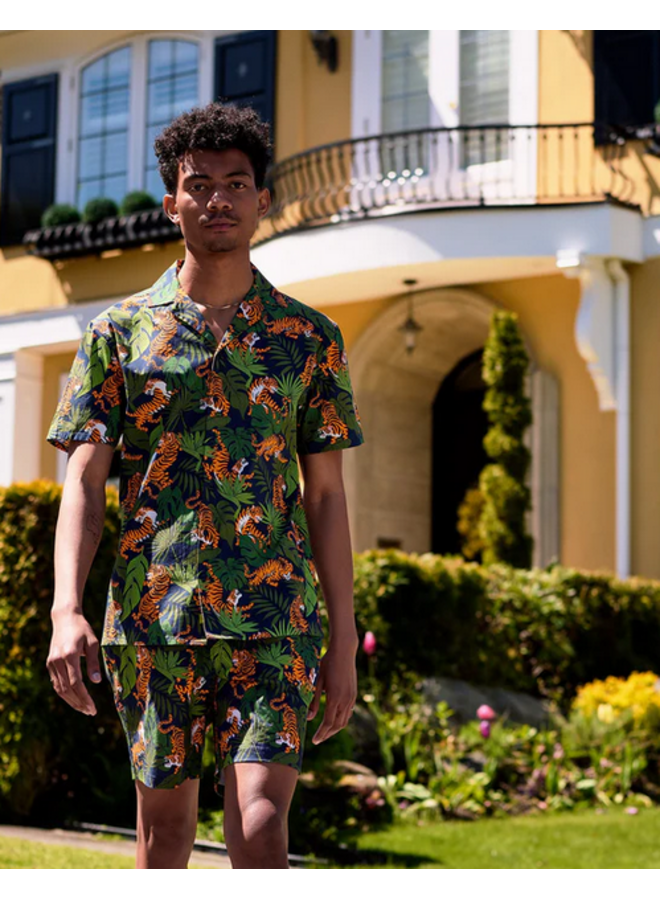 Wild Tigers Print Camp Shirt