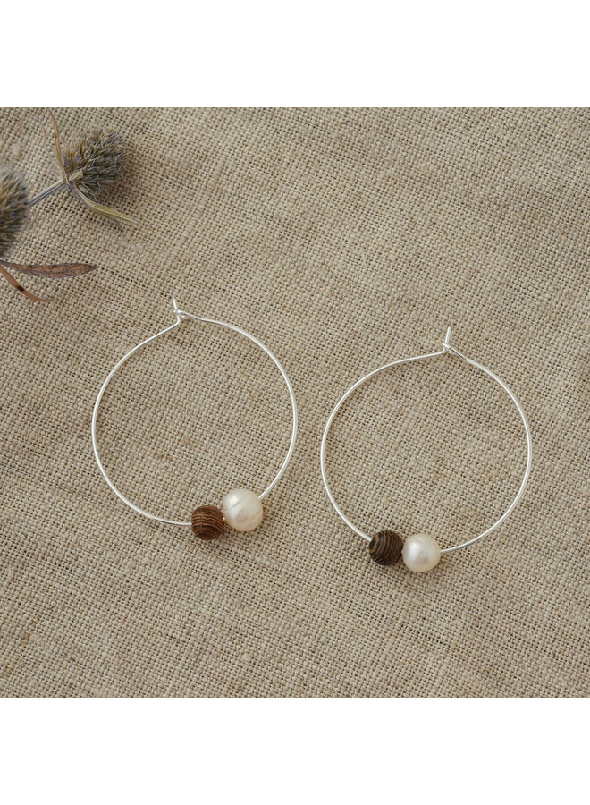Earthy Whispers Hoops Wood/Pearl