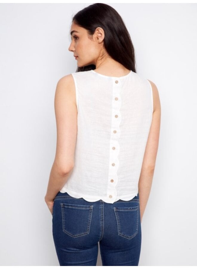Scalloped Top Linen Blend