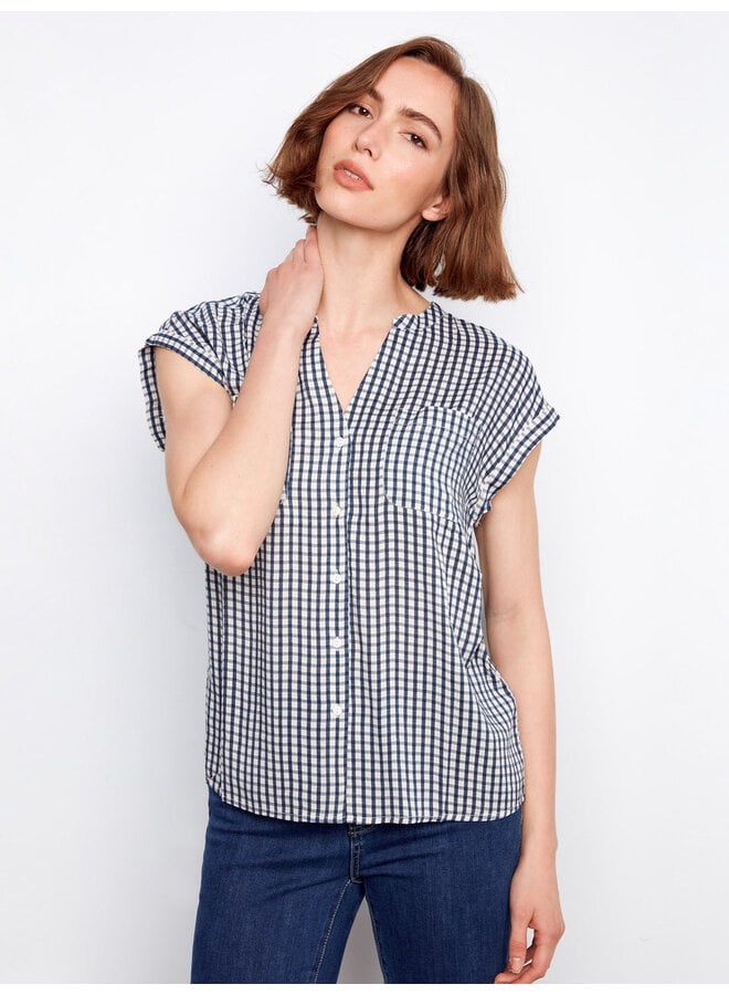 Printed Gingham Blouse