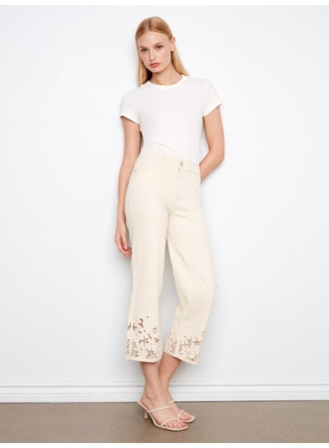 Cropped Jeans Floral Hem