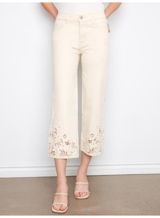 Cropped Jeans Floral Hem