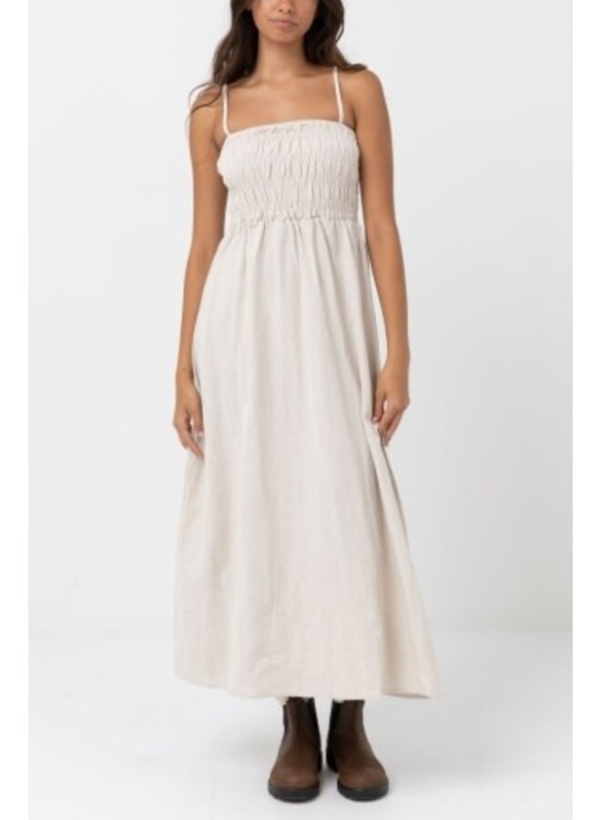 classic shirred midi dress