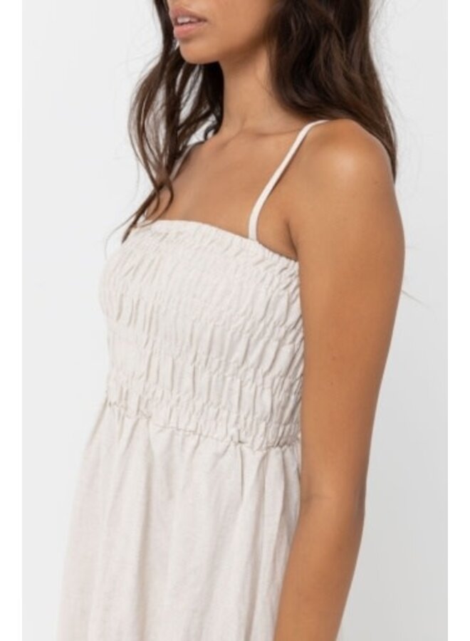 classic shirred midi dress