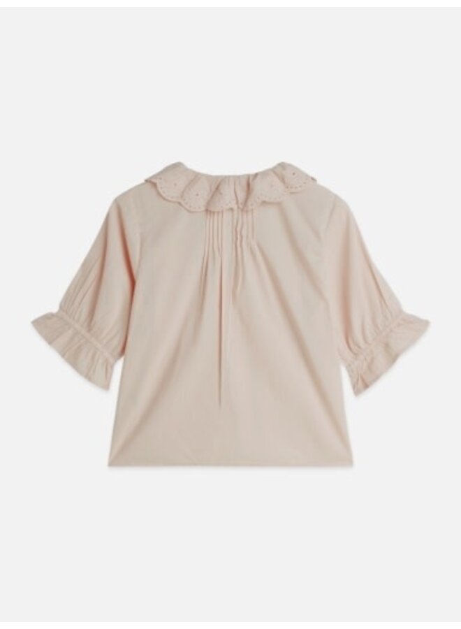 Short sleeve blouse with embro