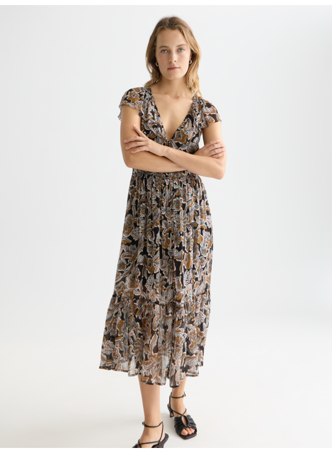 Printed chiffon midi day dress