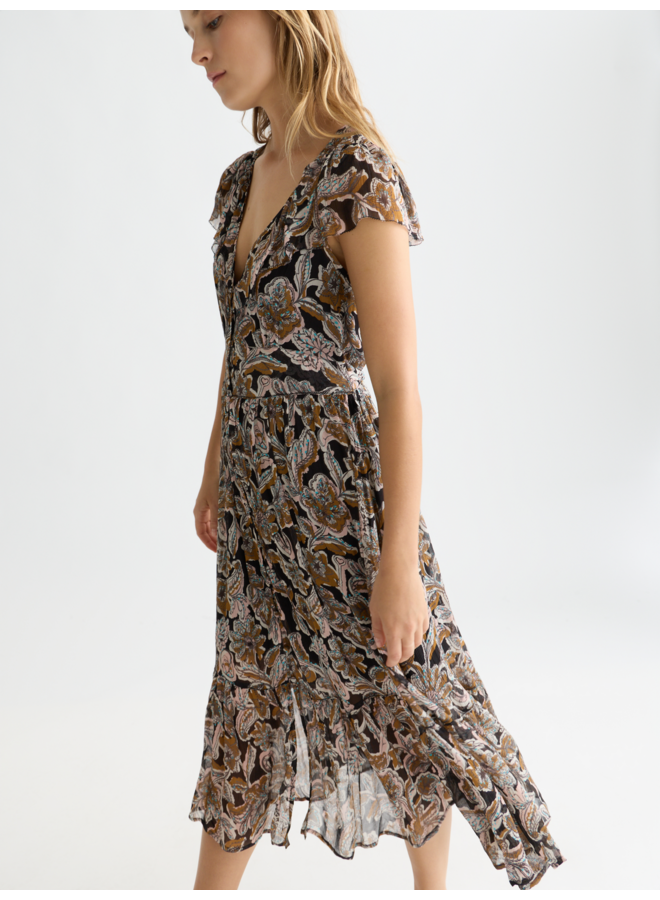 Printed chiffon midi day dress