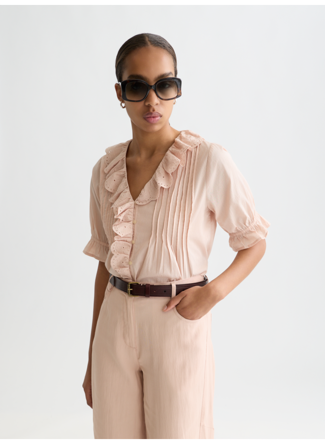 Short Sleeve Blouse with Embroidery