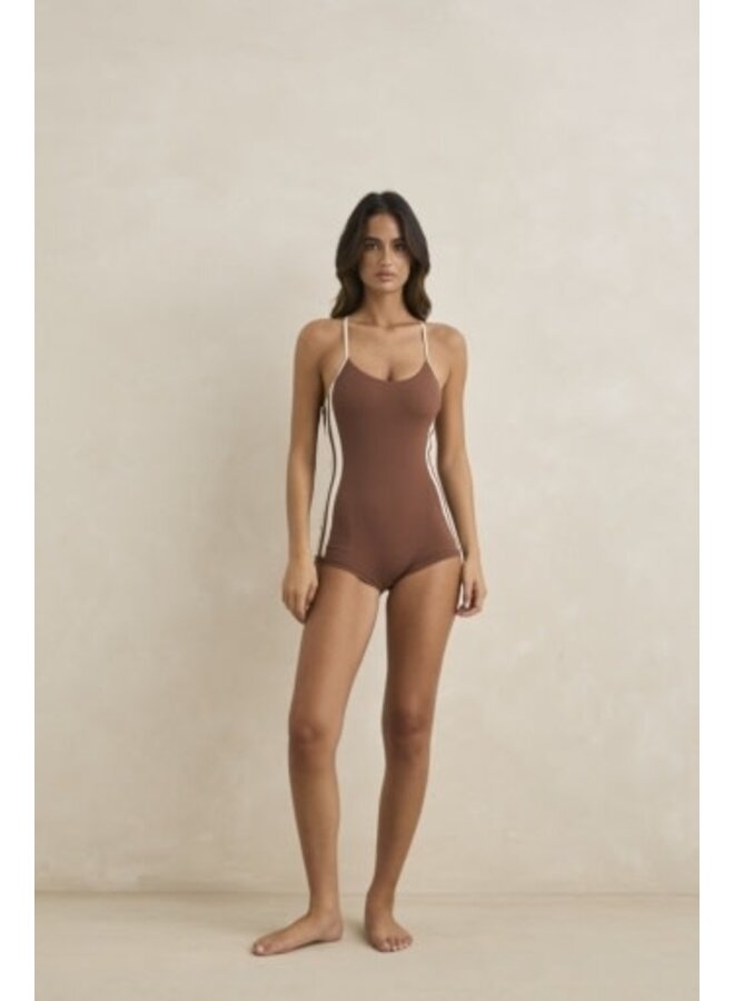 lily rib cross back surf short one piece