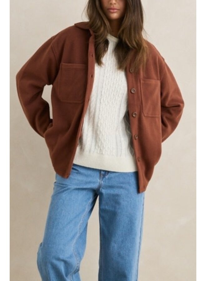 reverse fleece shacket