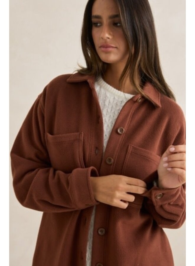 reverse fleece shacket