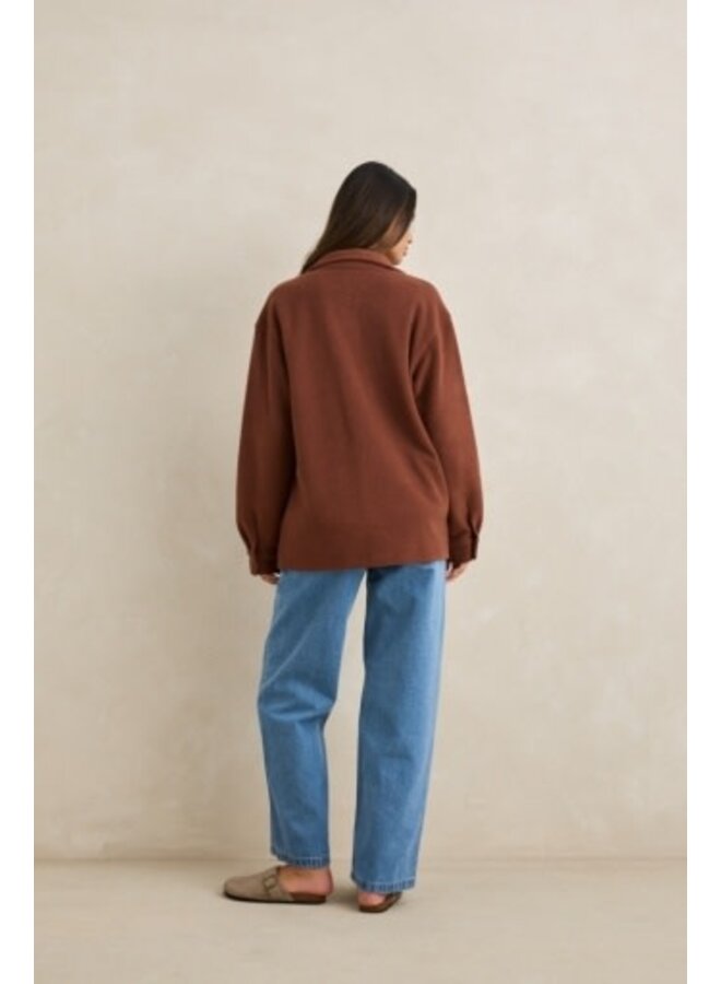 reverse fleece shacket