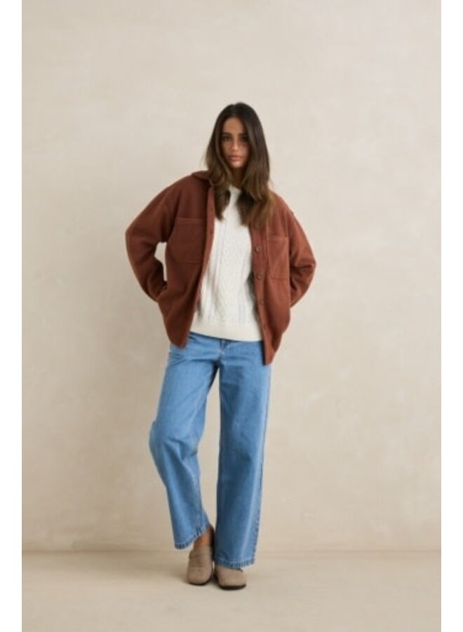 reverse fleece shacket