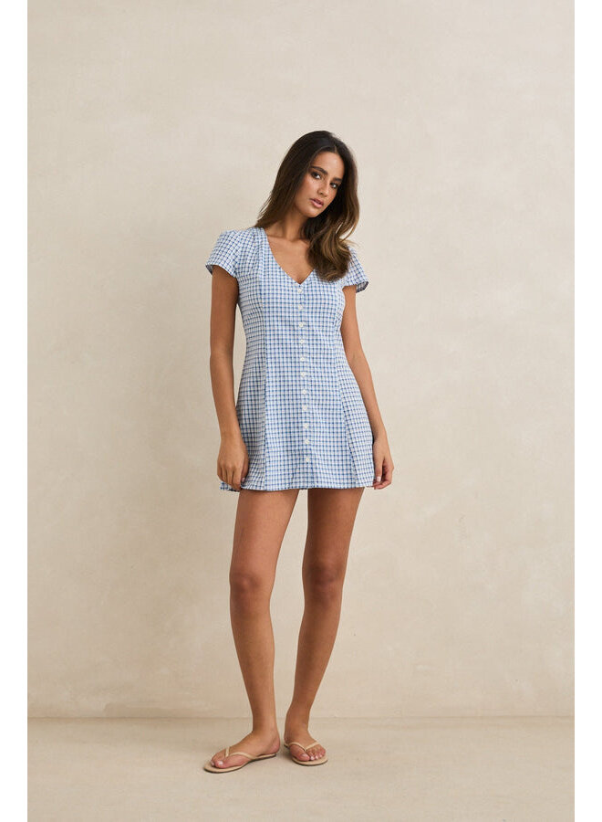 Lola Check Cap Sleeve Mini Dress