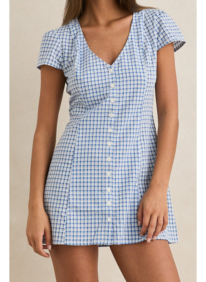 Lola Check Cap Sleeve Mini Dress
