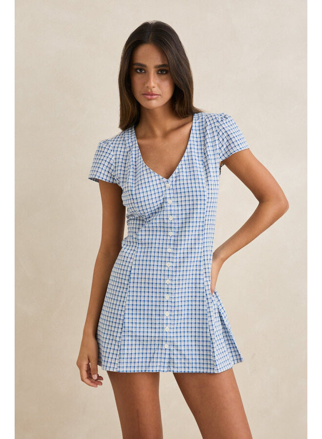 Lola Check Cap Sleeve Mini Dress