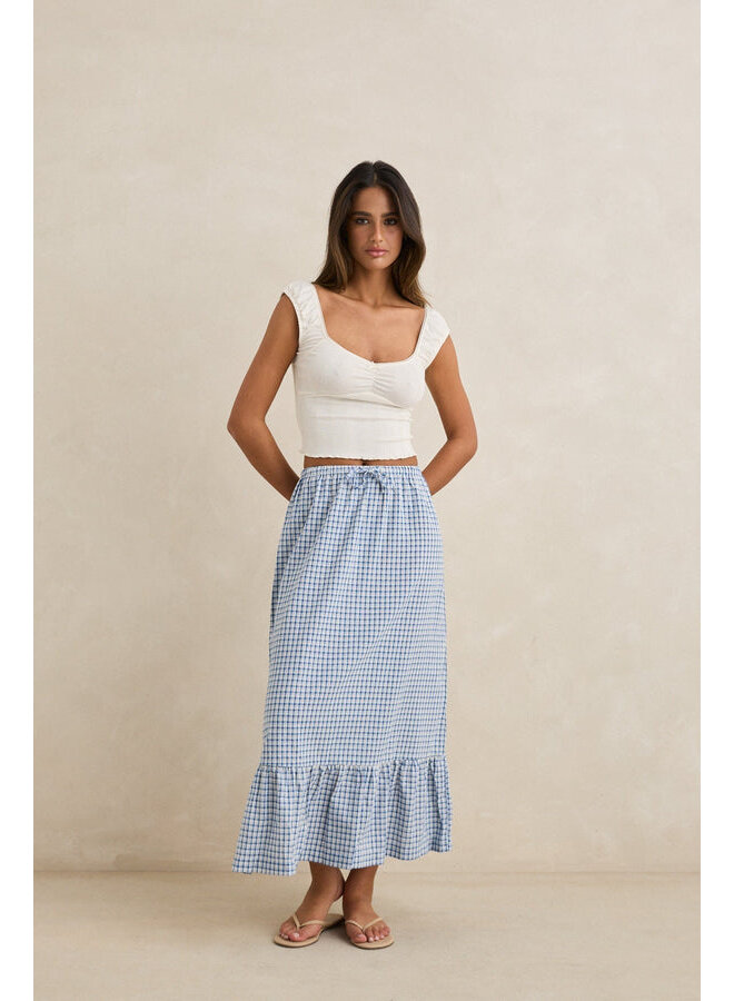 Lola Check Tiered Maxi Skirt