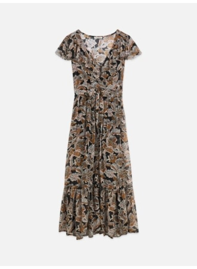 Printed chiffon midi day dress