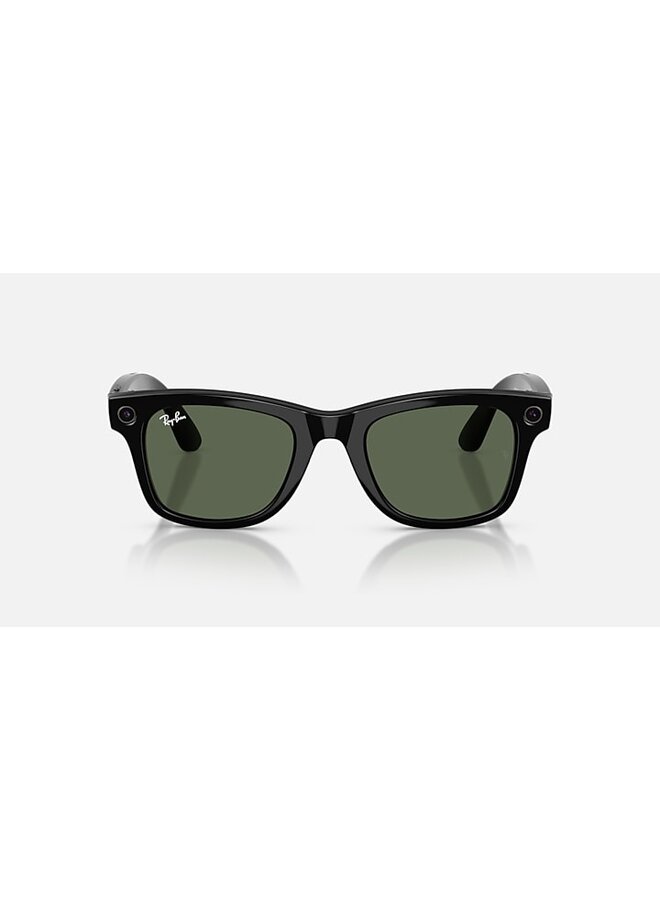 Wayfarer Meta AI Shiny Black w/ G15 Green