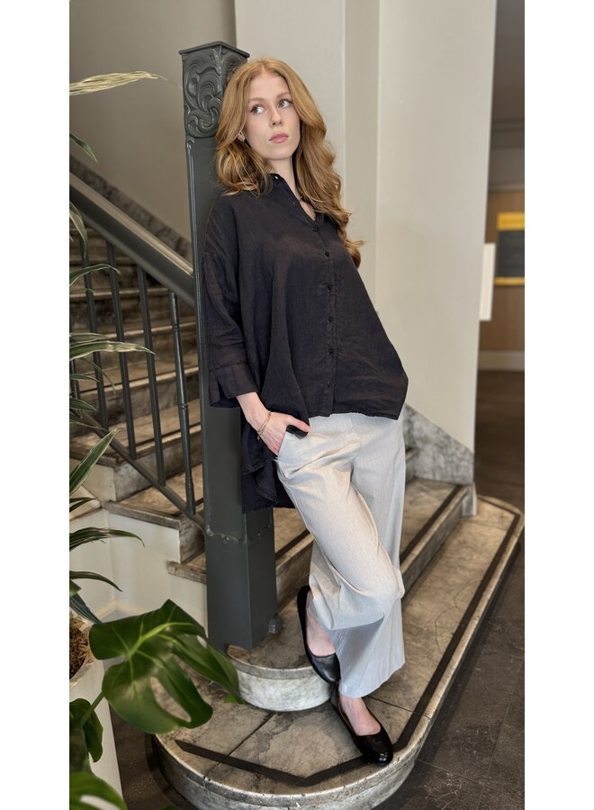 Pull On Wide Leg Grey Stripe