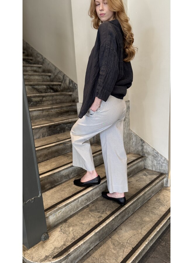 Pull On Wide Leg Grey Stripe