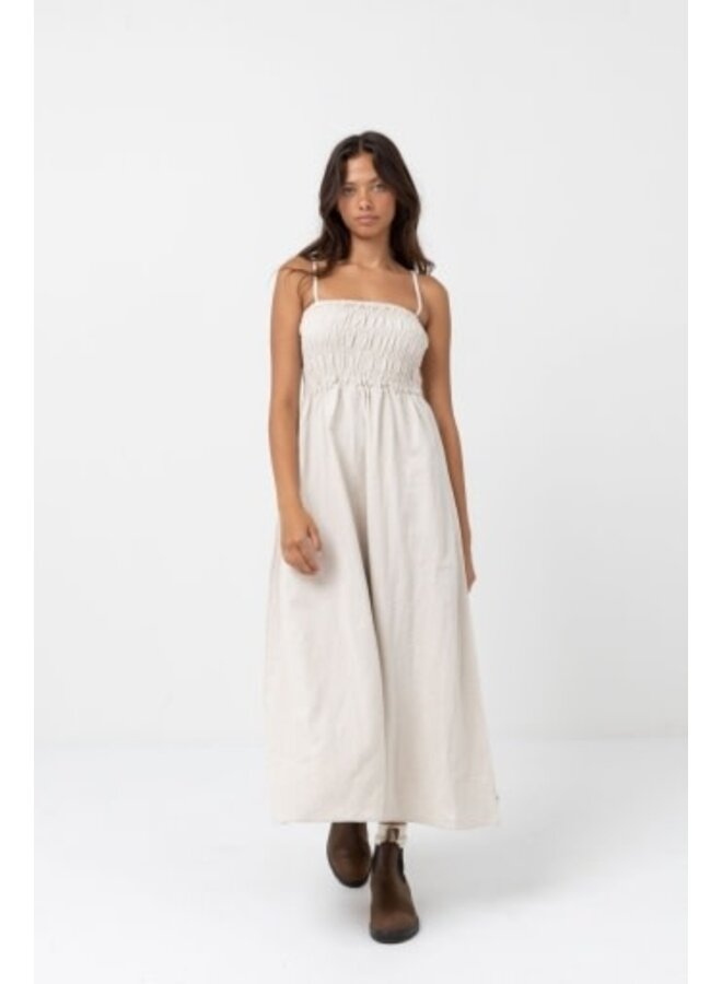 classic shirred midi dress