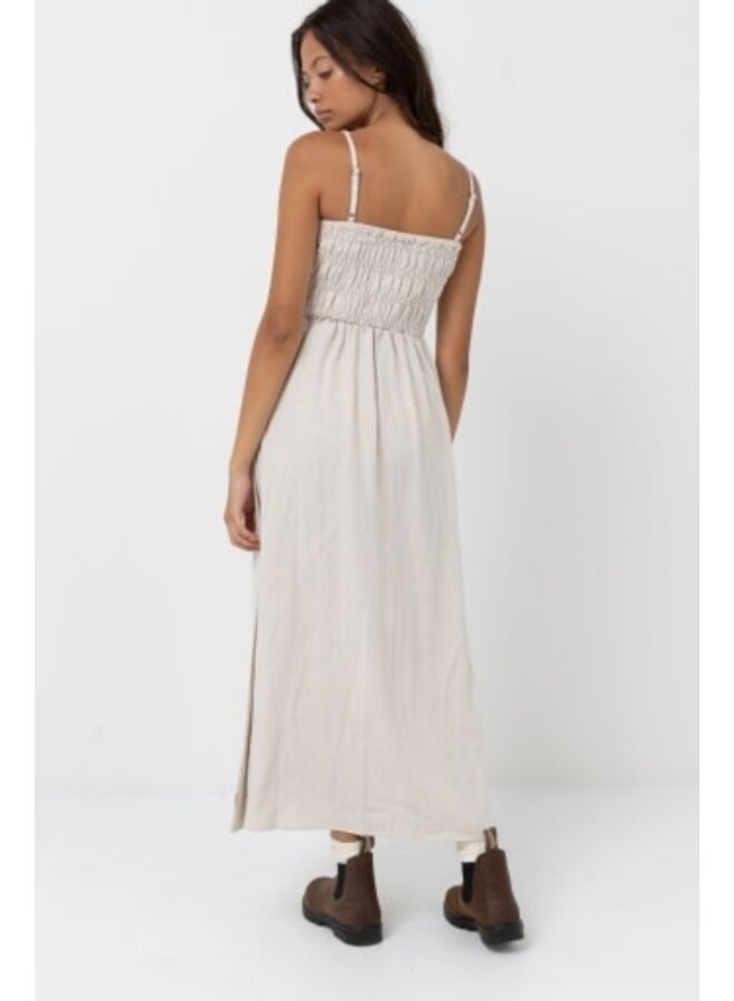 classic shirred midi dress