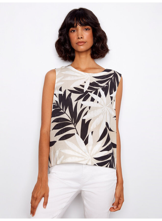 Printed Linen Blend Blouse