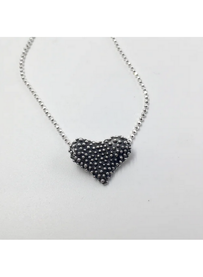 Floating Heart Sterling Black Necklace