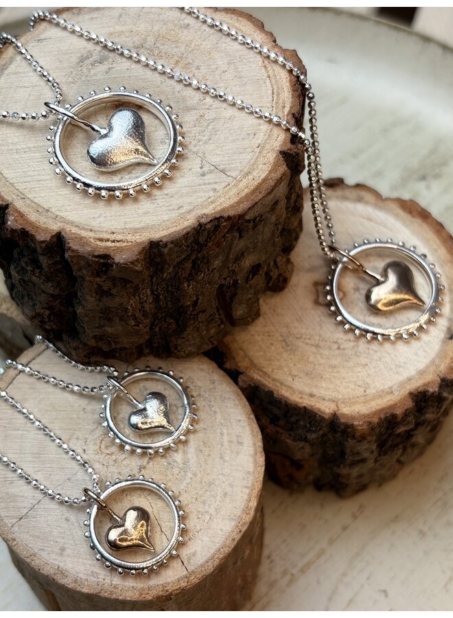 Heart to Heart Small Sterling w/ Bronze Necklace