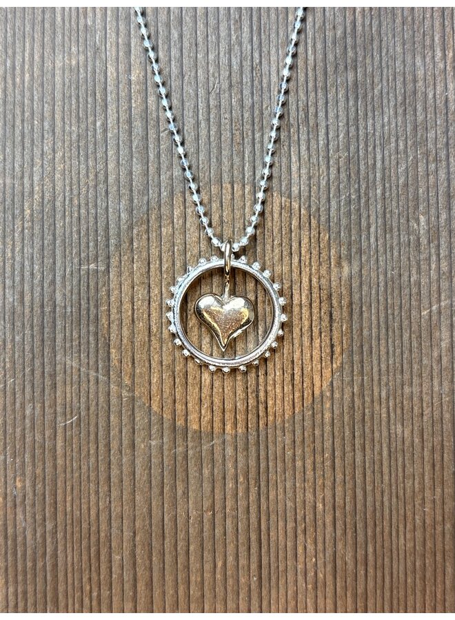 Heart to Heart Small Sterling w/ Bronze Necklace