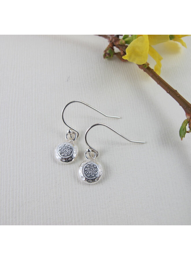 1920's Vintage Button Imprinted Dangle Earrings