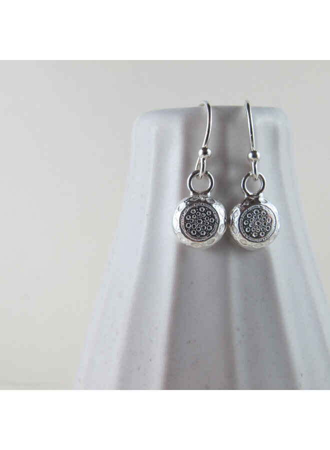 1920's Vintage Button Imprinted Dangle Earrings