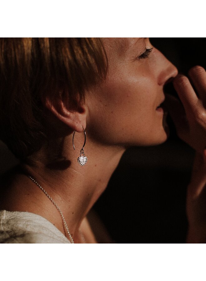 Vintage Heart Button Imprinted Earrings