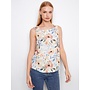 Printed Sleeveless Linen Blend Blouse