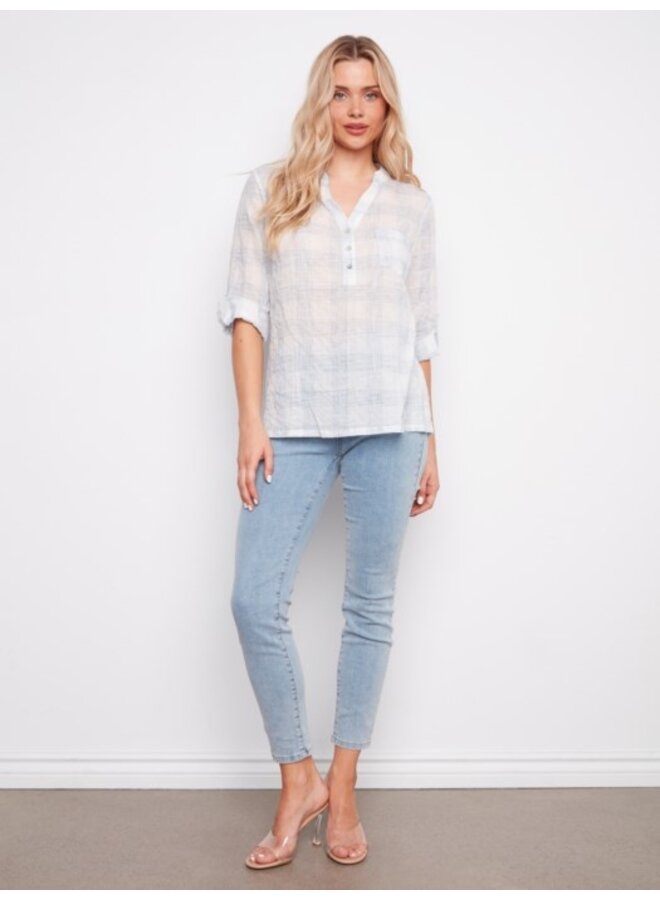 Printed Cotton Voile Half Blouse