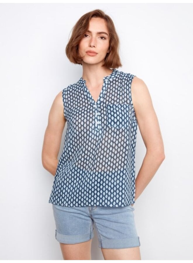 Printed Cotton Gauze Sleeveless