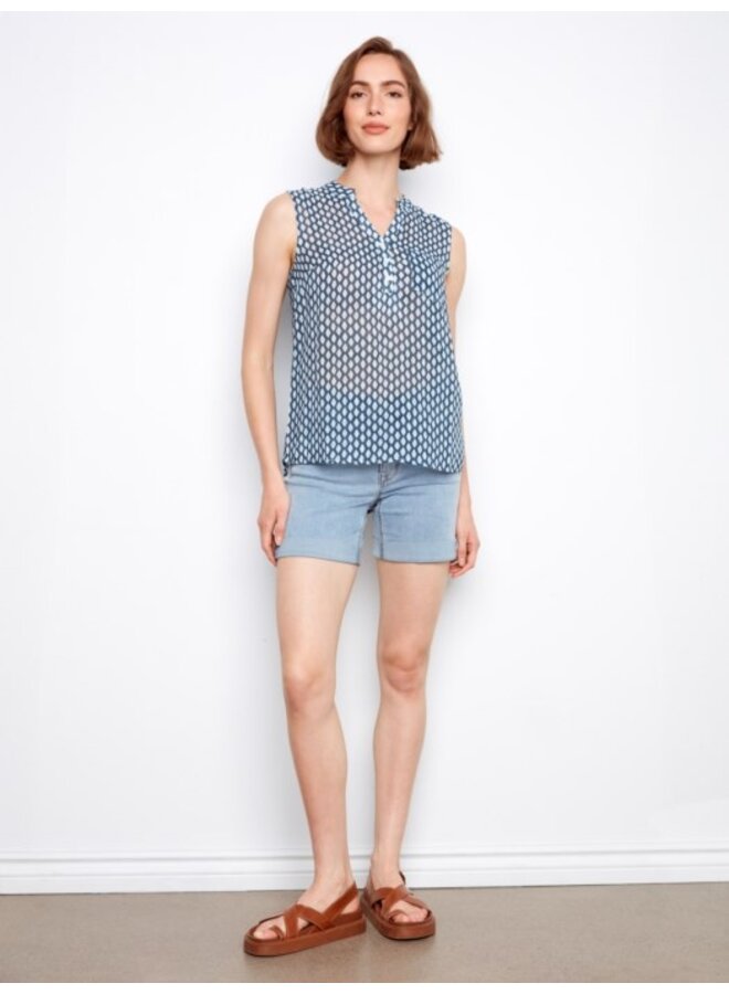 Printed Cotton Gauze Sleeveless