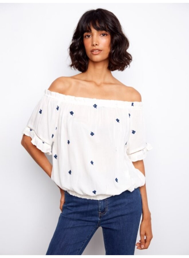 Embroidered Off Shoulder Blouse