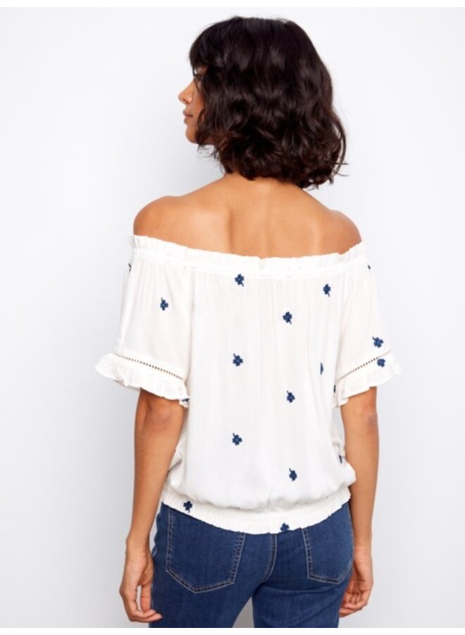 Embroidered Off Shoulder Blouse