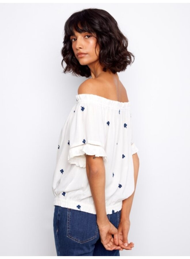Embroidered Off Shoulder Blouse