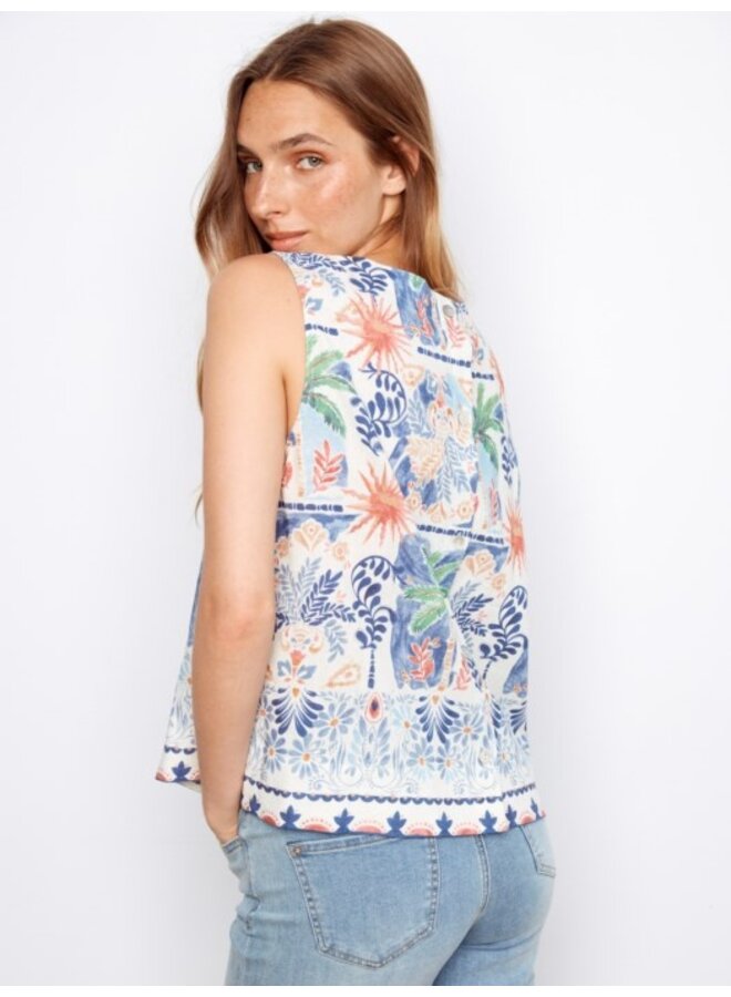 Printed Linen Blend Blouse