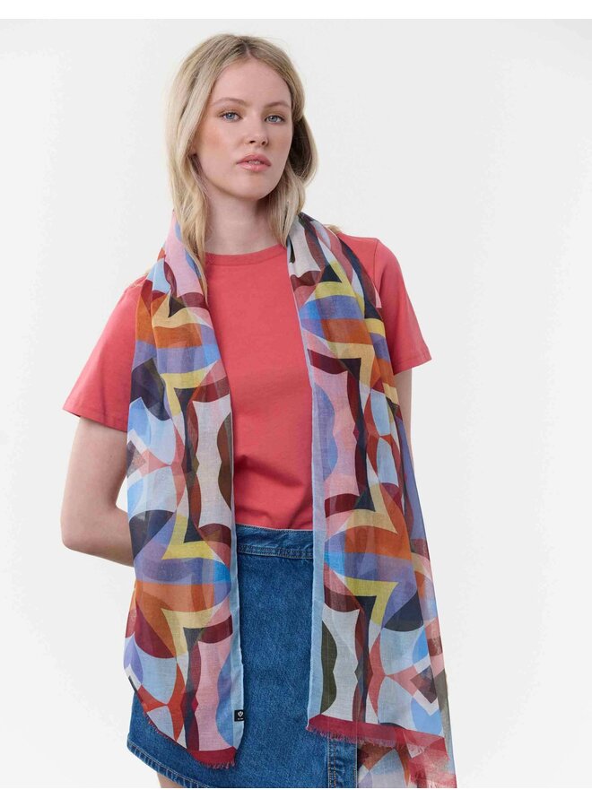 Recycled Polyester Scarf - Retro Design True Blue