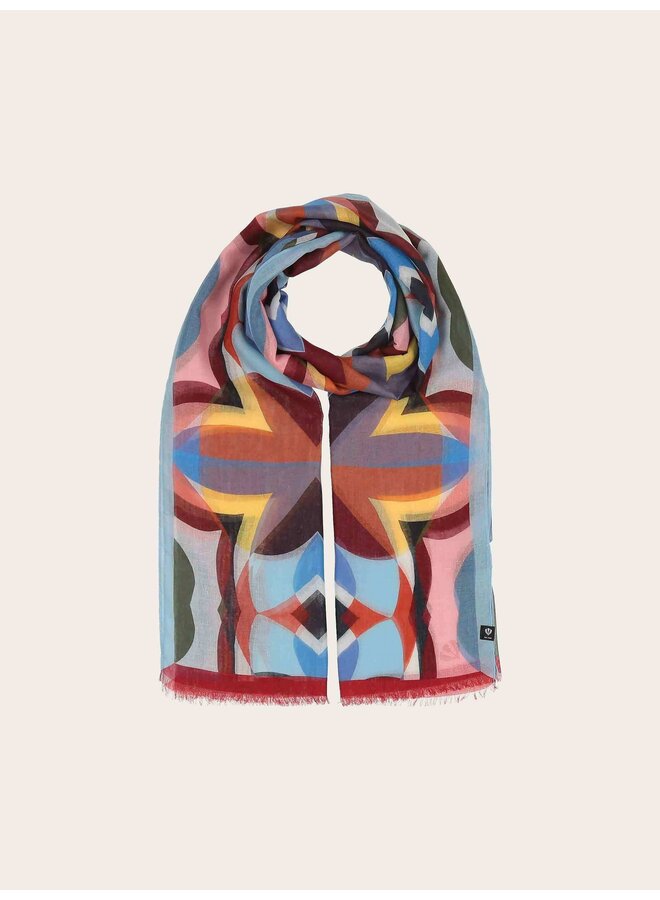 Recycled Polyester Scarf - Retro Design True Blue