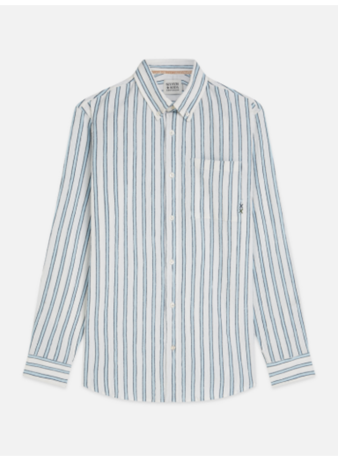STRIPED CRINKLE STRUCTURE REGULAR-FIT SHIRT