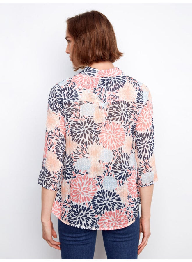 Printed Cotton Gauze Button-Up Shirt
